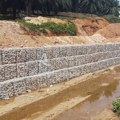 2.2mm - 4.0mm Diámetro de alambre Galfan Gabion Con 65% - 80% de área abierta